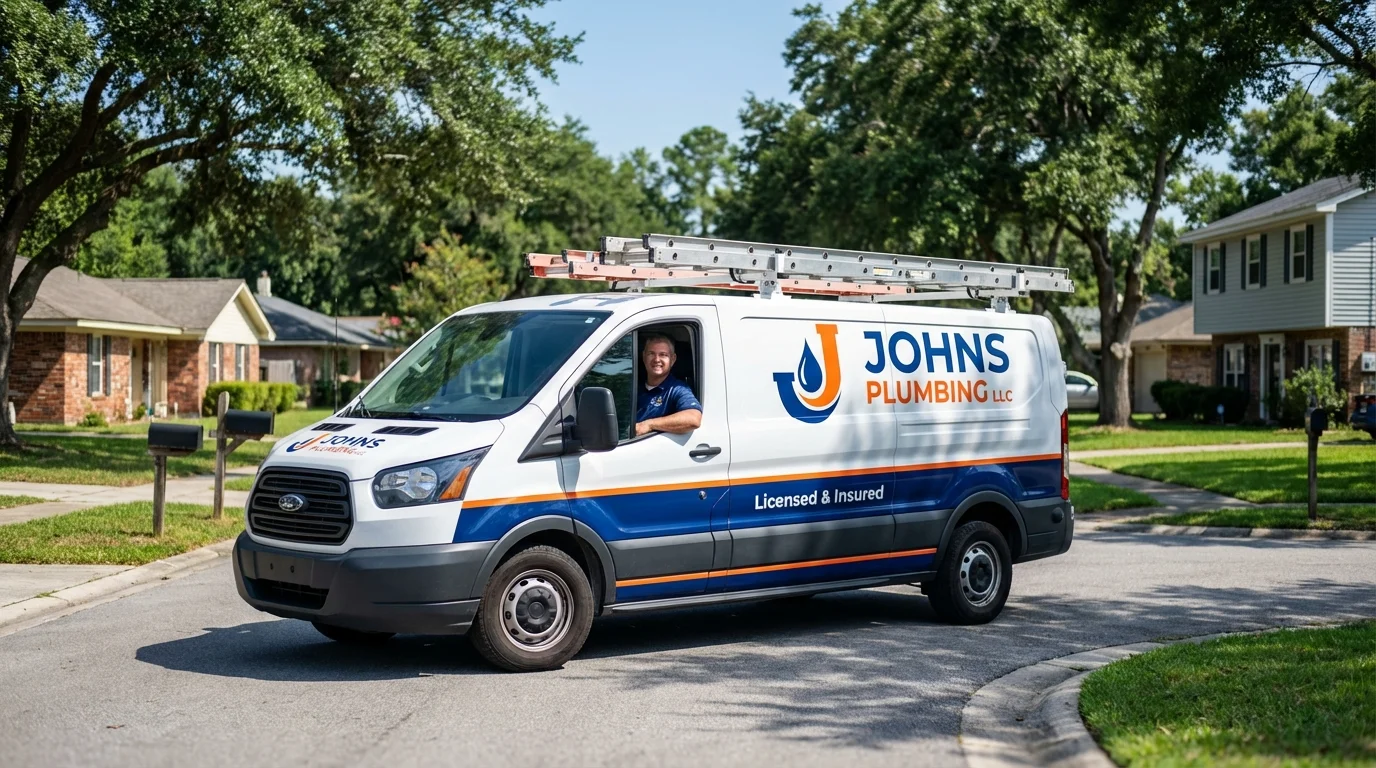 Johns Plumbing LLC service van in Escondido, CA