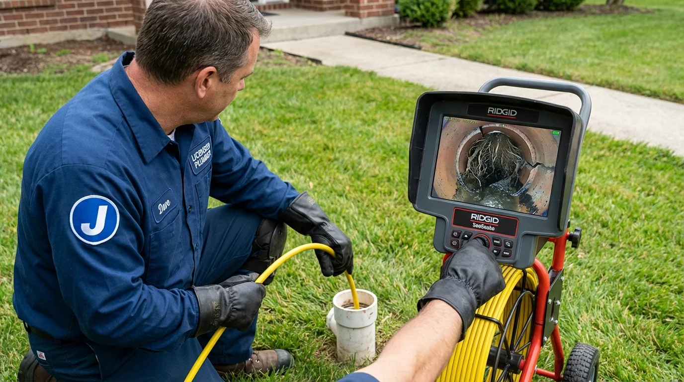 Sewer camera inspection being performed by Johns Plumbing LLC in Escondido