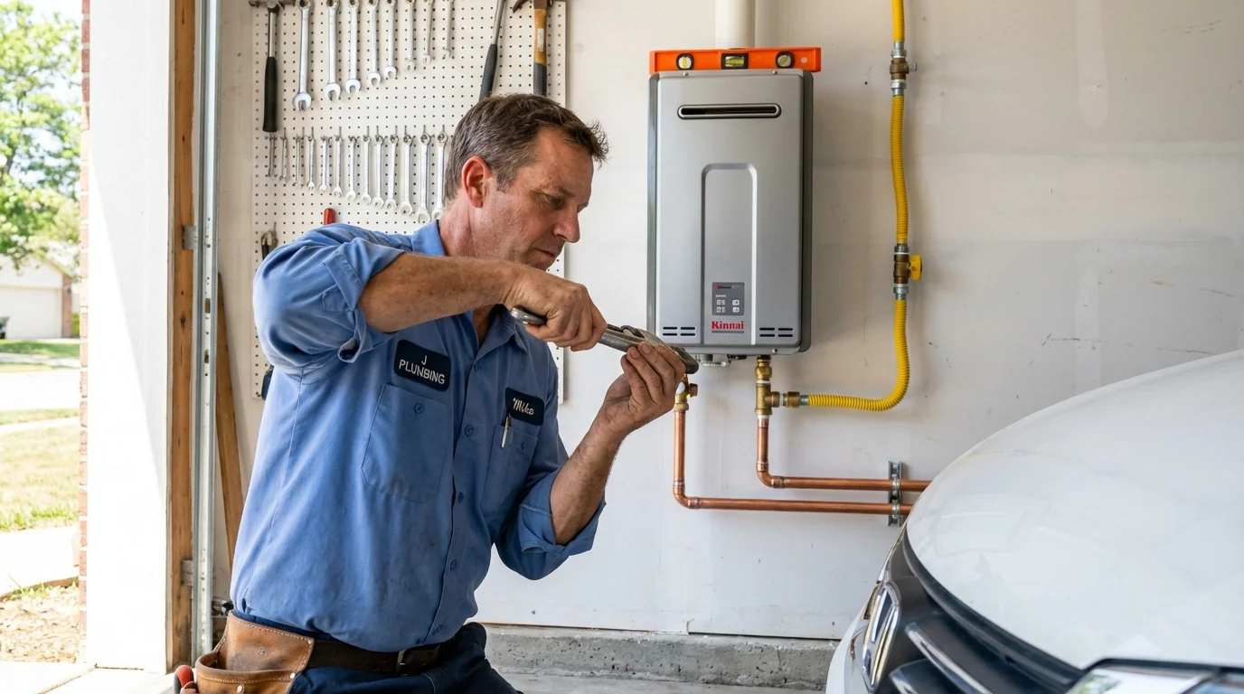 Tankless water heater installation by a Johns Plumbing LLC plumber in Escondido