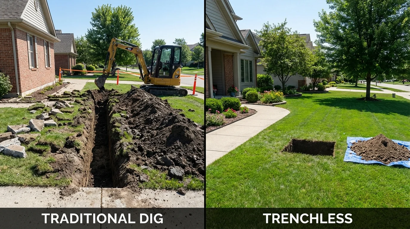 Trenchless sewer repair with minimal yard damage versus traditional excavation in Escondido, CA